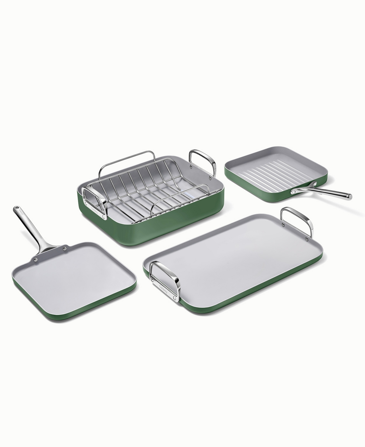 Caraway Harmless Ceramic-coated Non-stick 4-piece Square Cookware Set In Sage