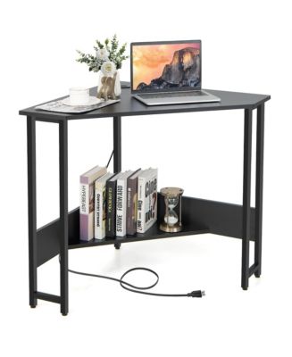 Triangle Computer Desk Corner Desk Home Office w/Power Outlets USB - Macy's