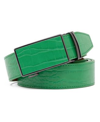 Men's Genuine Leather Crocodile Design Dress Belt with Automatic Buckle