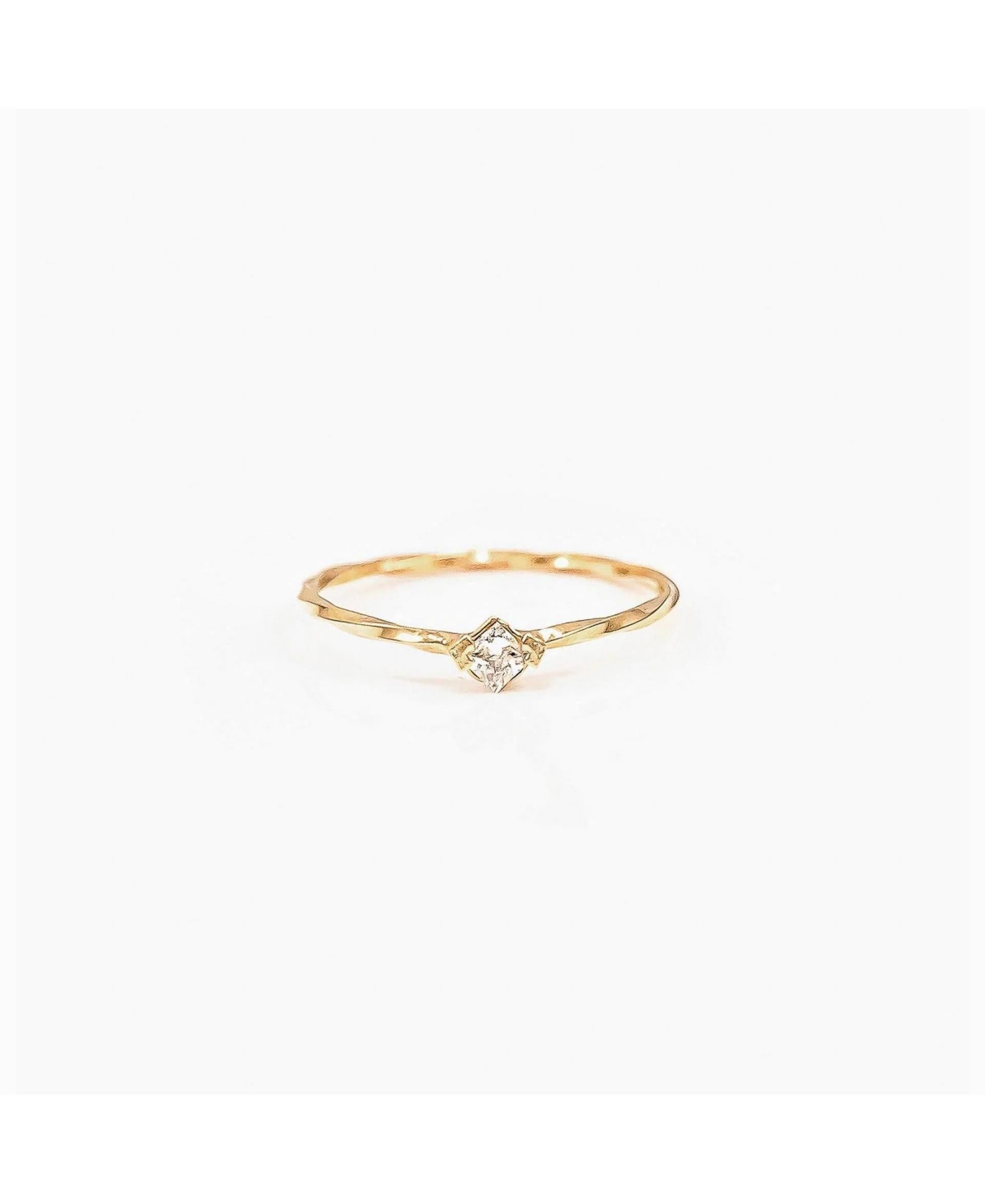 Thin Crystal Solitaire Ring - Gold