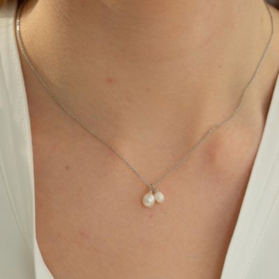 Sterling Silver Maisie Duo Cultured Pearl Pendant Necklace