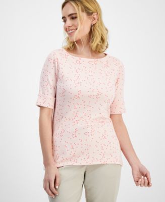 売れ筋商品|||スタイルアンドコー カットソー トップス レディース Petite Printed Elbow-Sleeve Knit Top, Exclusively at Macy's Peach Berry Combo Style & Co Petite Printed Elbow-Sleeve Knit Tunic Top