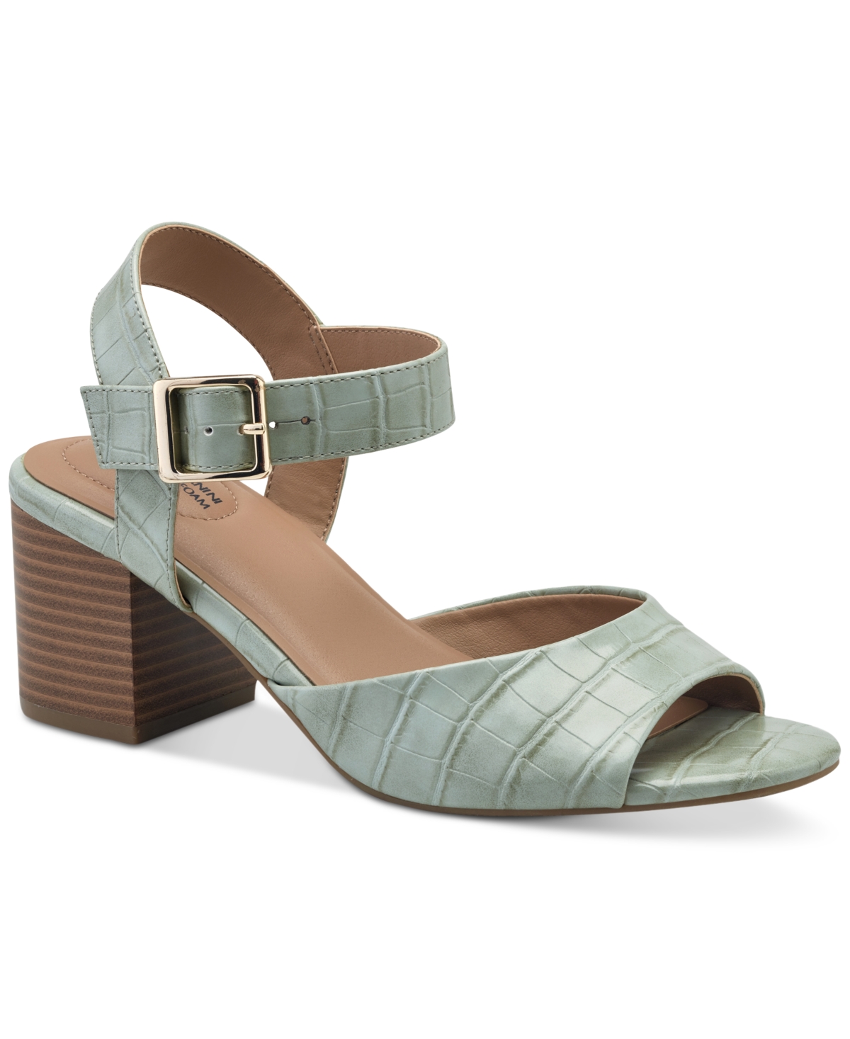 Giani Bernini Women's Townsonn Memory Foam Block Heel Dress Sandals, Created For Macy's In Sage Croc