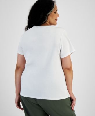 Plus Size Short-Sleeve Henley Top, Exclusively at Macy's