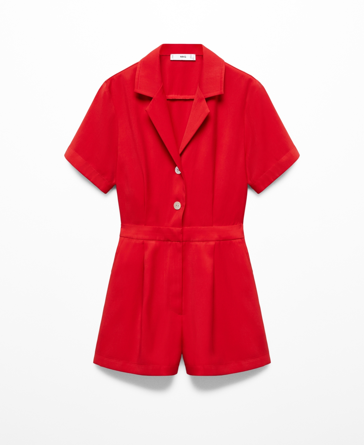 Mango Short Jumpsuit With Pleat Detail Red