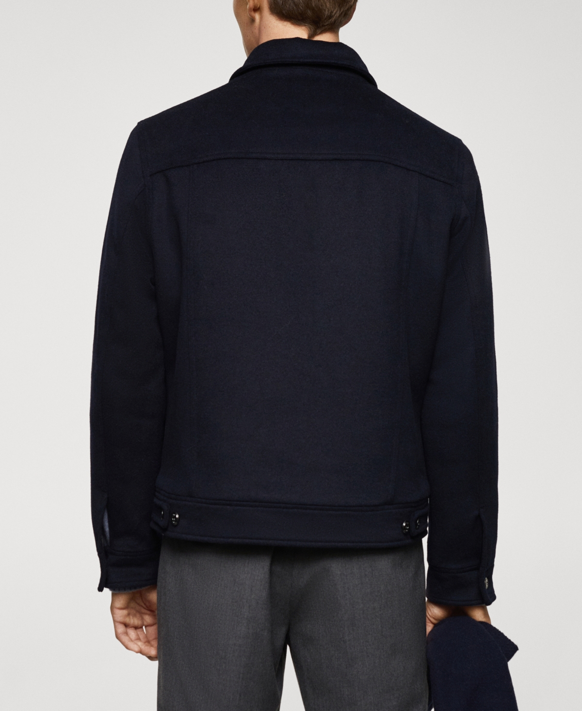 Shop Mango Men's Pocketed Wool-blend Jacket In Navy
