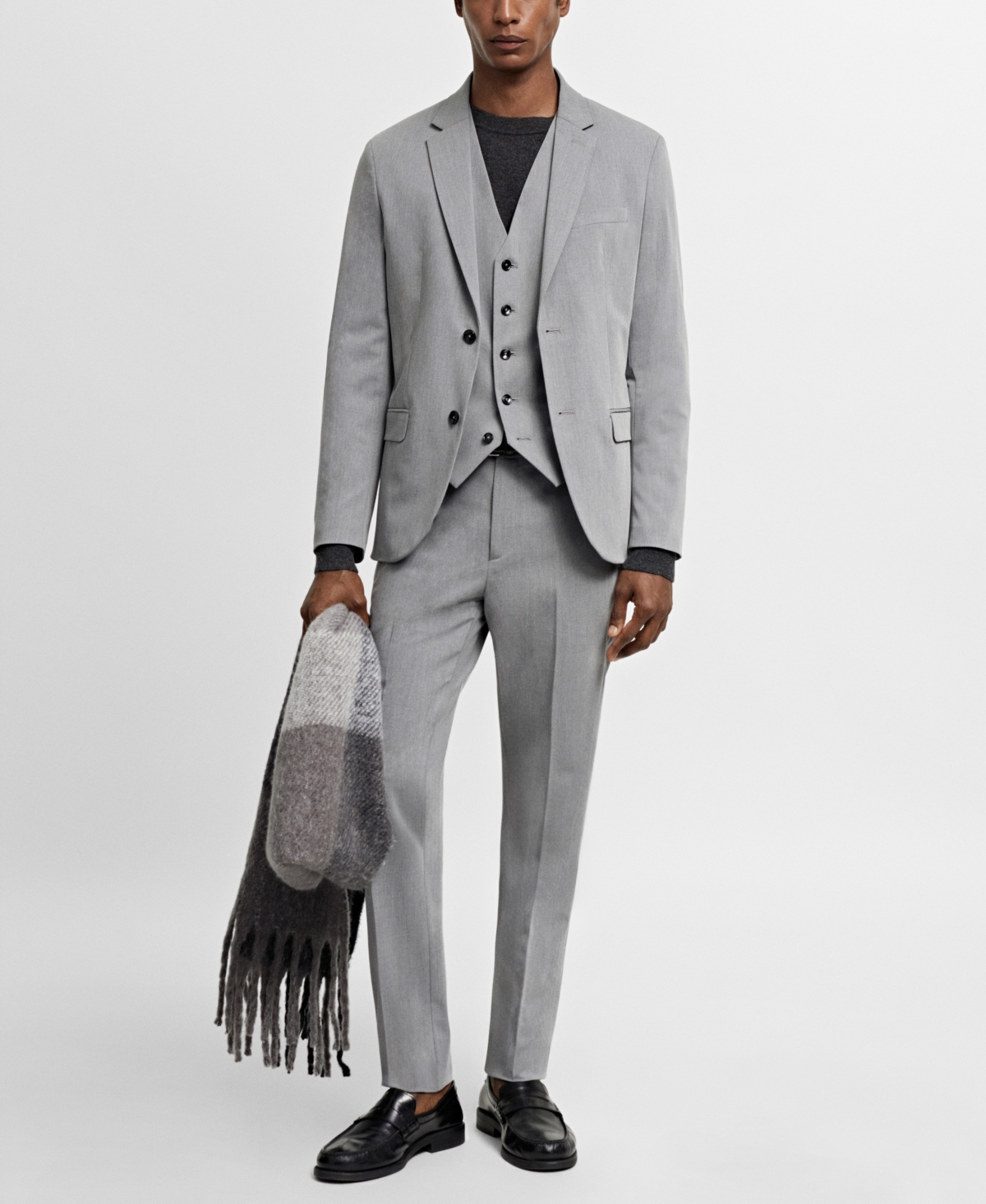 Shop Mango Men's Super Slim-fit Stretch Fabric Suit Vest In Gray