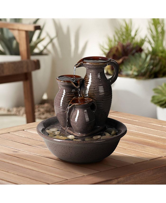 John Timberland Triple Jug Zen Indoor Cascading Small Tabletop Water