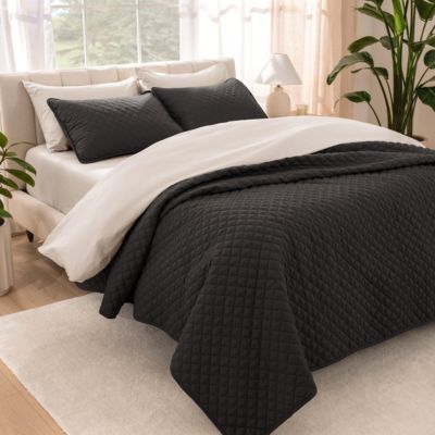 Ultra-soft Diamond Stitched Coverlet 3 Pc Set, Full/Queen