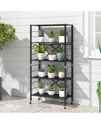 Costway 5-Tier Foldable Storage Shelves Adjustable Collapsible ...