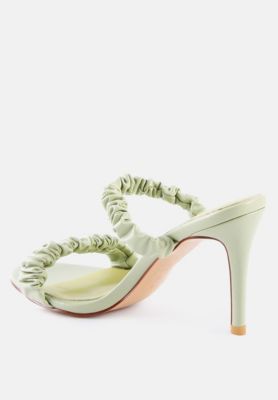 Qualie Ruched Strap Stiletto Heel Sandals