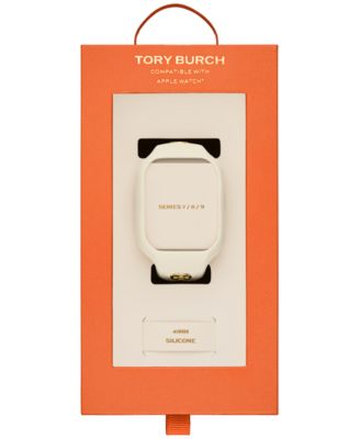 Tory Burch Apple Watch Band 41mm White Silicone Strap The T Monogram TBS0106 Tory Burch T Monogram Silicone Apple Watch® Strap/20MM  main image 2