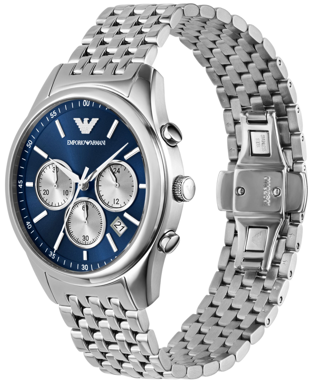 Emporio Armani Men's Chronograph Stainless Steel Bracelet Watch 41mm In Silver-tone