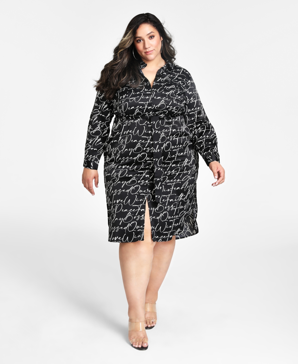Nina Parker Trendy Plus Size Short-Sleeve Midi Mesh Dress - Macy's
