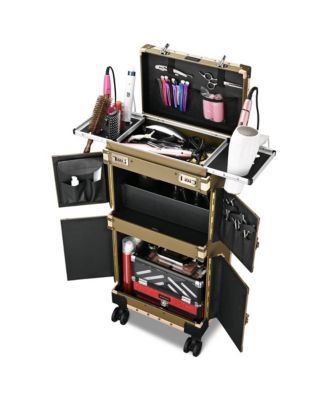 Bronze Rolling Hair Stylist Salon Makeup Cosmetic Case Artists Train Trimmer Box