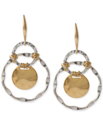 Two-Tone Wire-Wrapped Orbital Circle Drop Earrings
