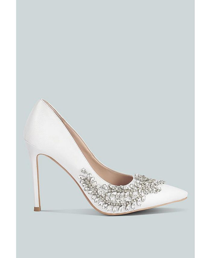 London Rag Women Ashlyn Rhinestones Embellished Satin Stiletto