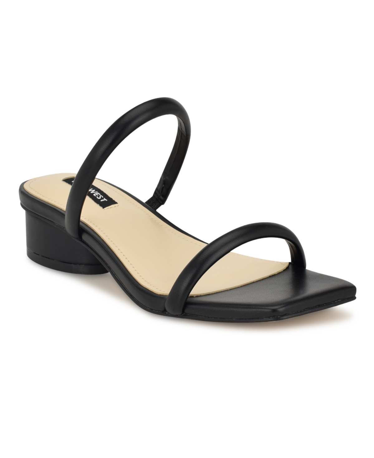 Shop Nine West Women's Morella Square Toe Slip-on Dress Sandals In Black