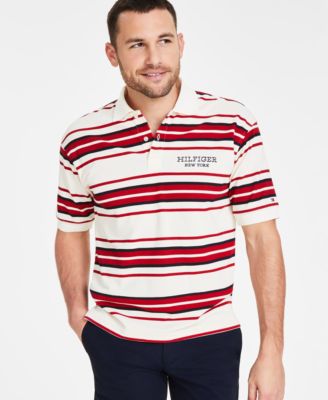 Tommy Hilfiger - Men's Striped Honeycomb Logo Polo Shirt