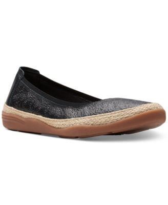 Clarks - Women's Elaina Rae Textured Jute-Trim Flats