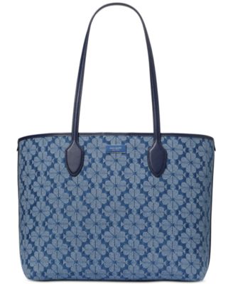 Kate Spade New York Spade Flower Jacquard Denim Bleecker Medium Tote Macy s