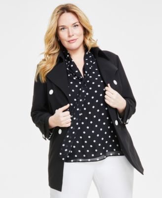 Anne Klein - Plus Size Double-Breasted Trench Jacket