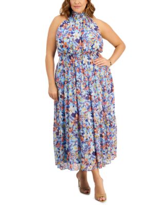 Tops Calvin Klein Plus Dresses Taylor Plus Size Halter-Neck Sleeveless  Chiffon Maxi Dress Macy's
