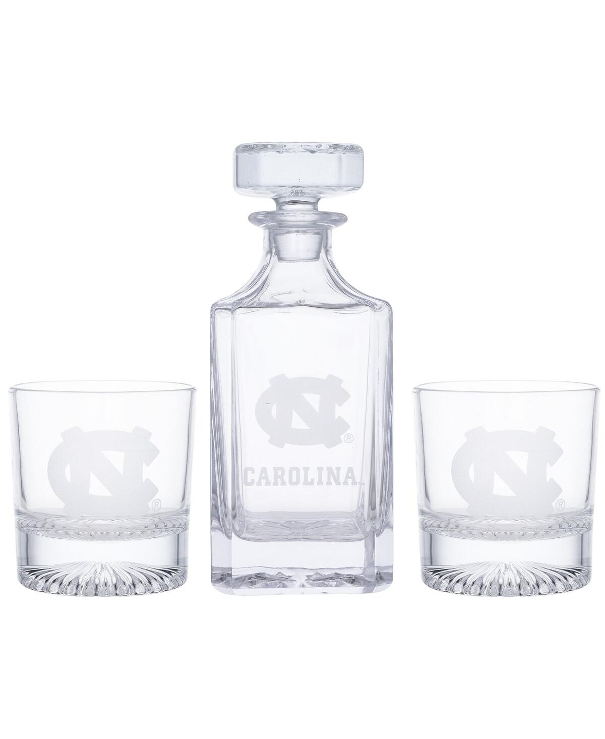 Memory Company North Carolina Tar Heels Decanter And Two Rocks Glasses Set In Clear
