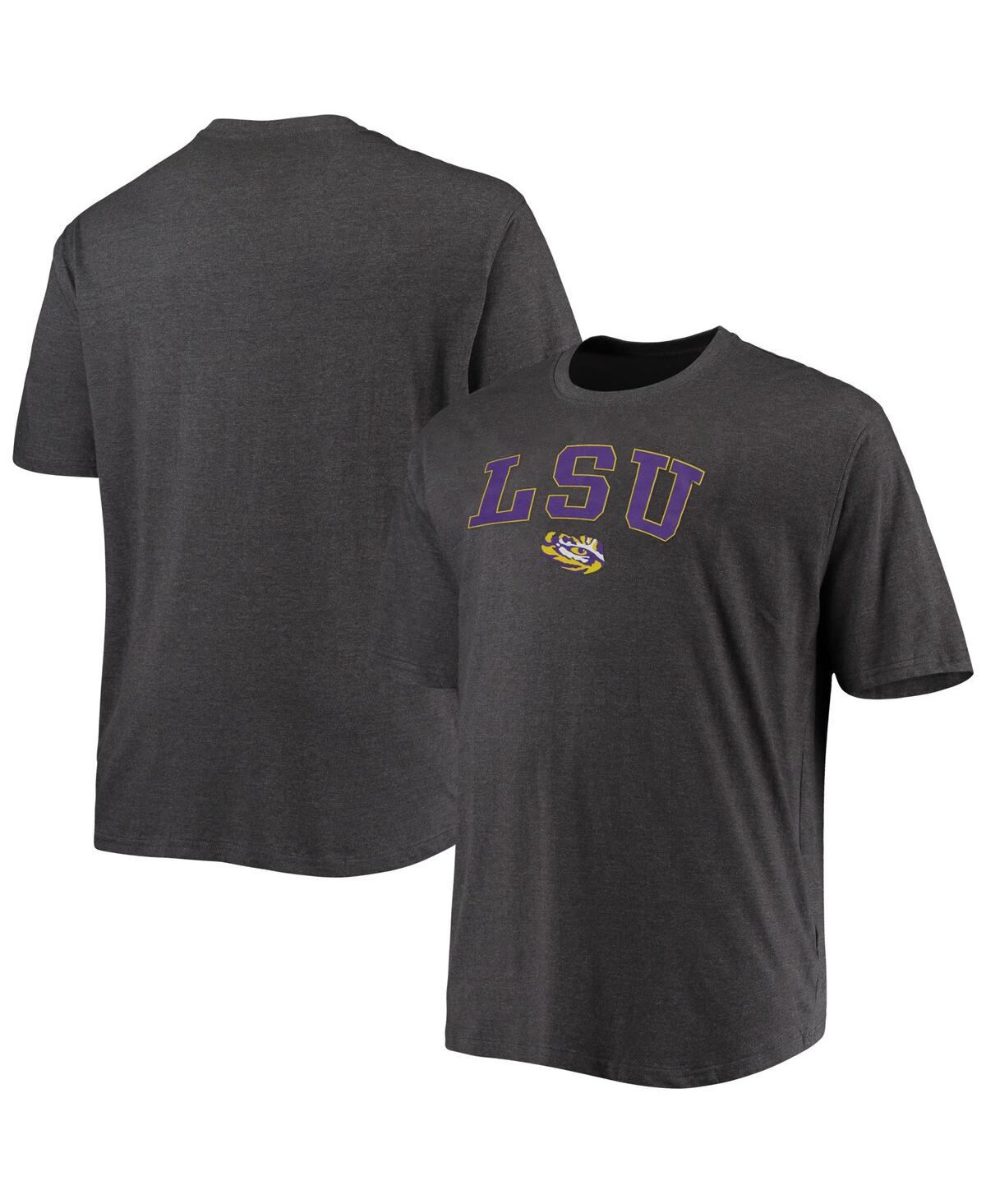 Champion Men's  Gray Lsu Tigers Big And Tall Arch Over Wordmark T-shirt