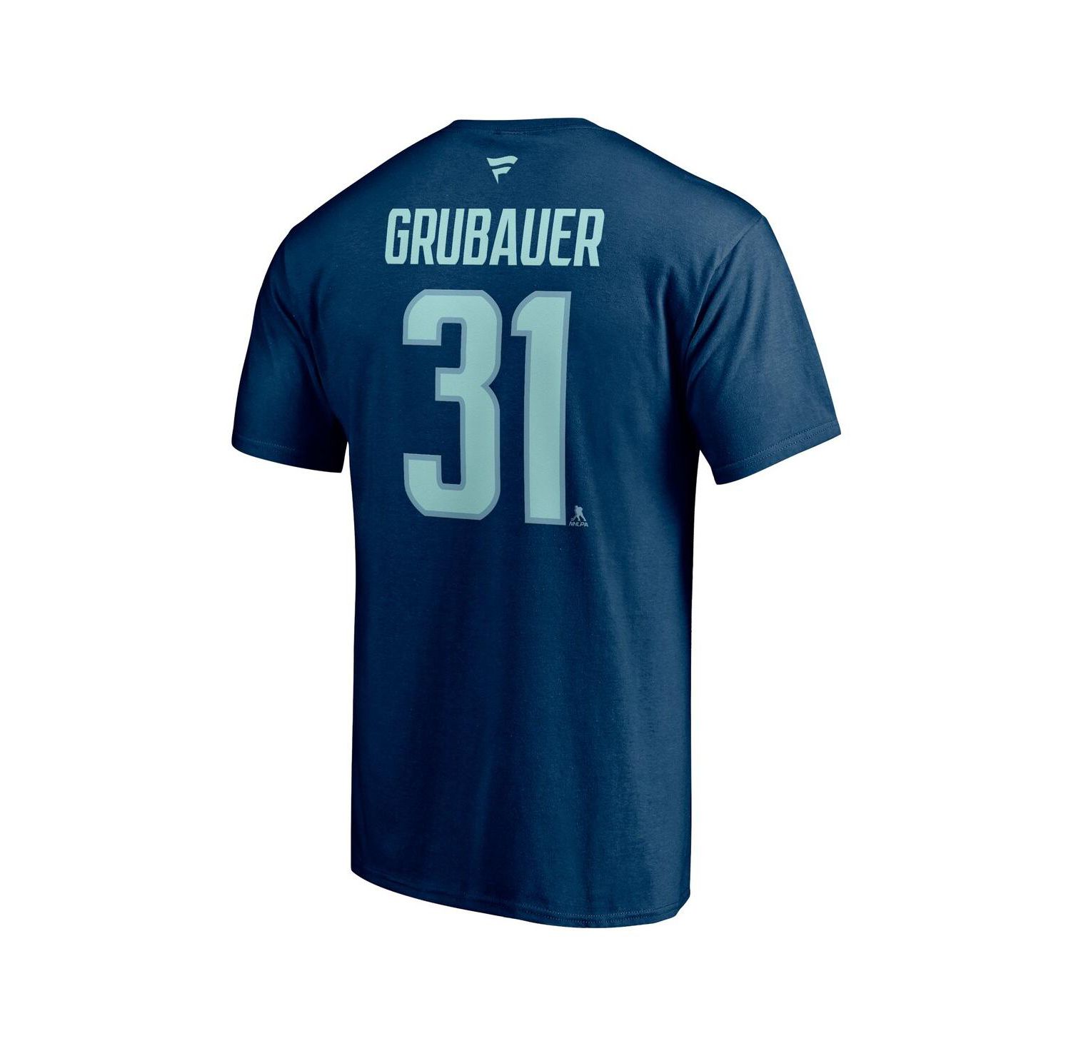 Men's Philipp Grubauer Deep Sea Blue Seattle Kraken Authentic Stack Name and Number T-shirt