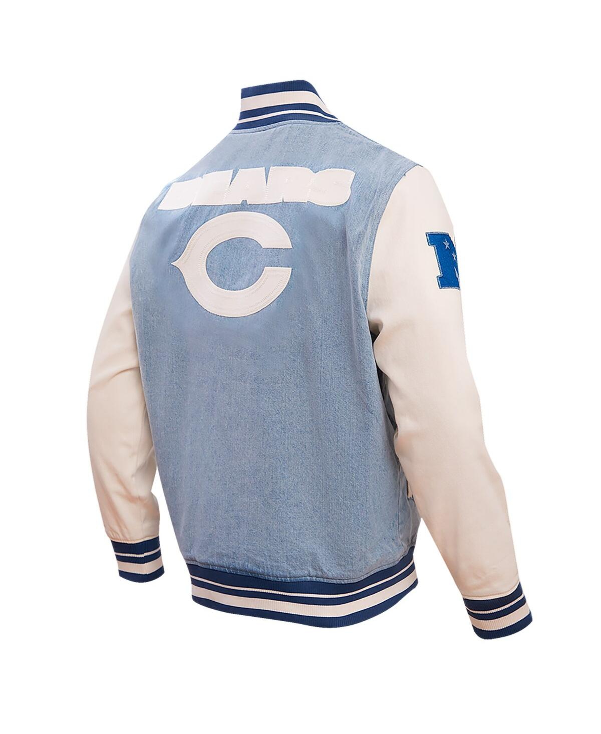 Shop Pro Standard Men's  Denim Distressed Chicago Bears Varsity Blues Full-snap Varsity Jacket