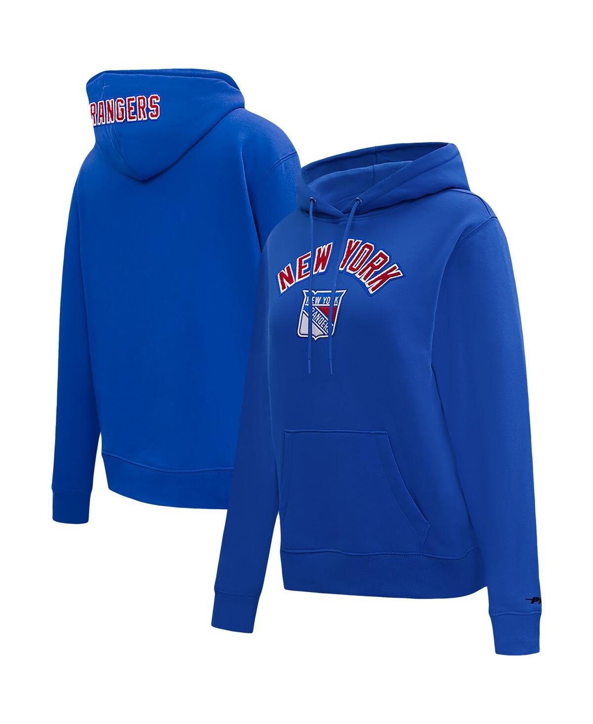 Women's Pro Standard Blue New York Rangers Classic Chenille Pullover Hoodie - Blue