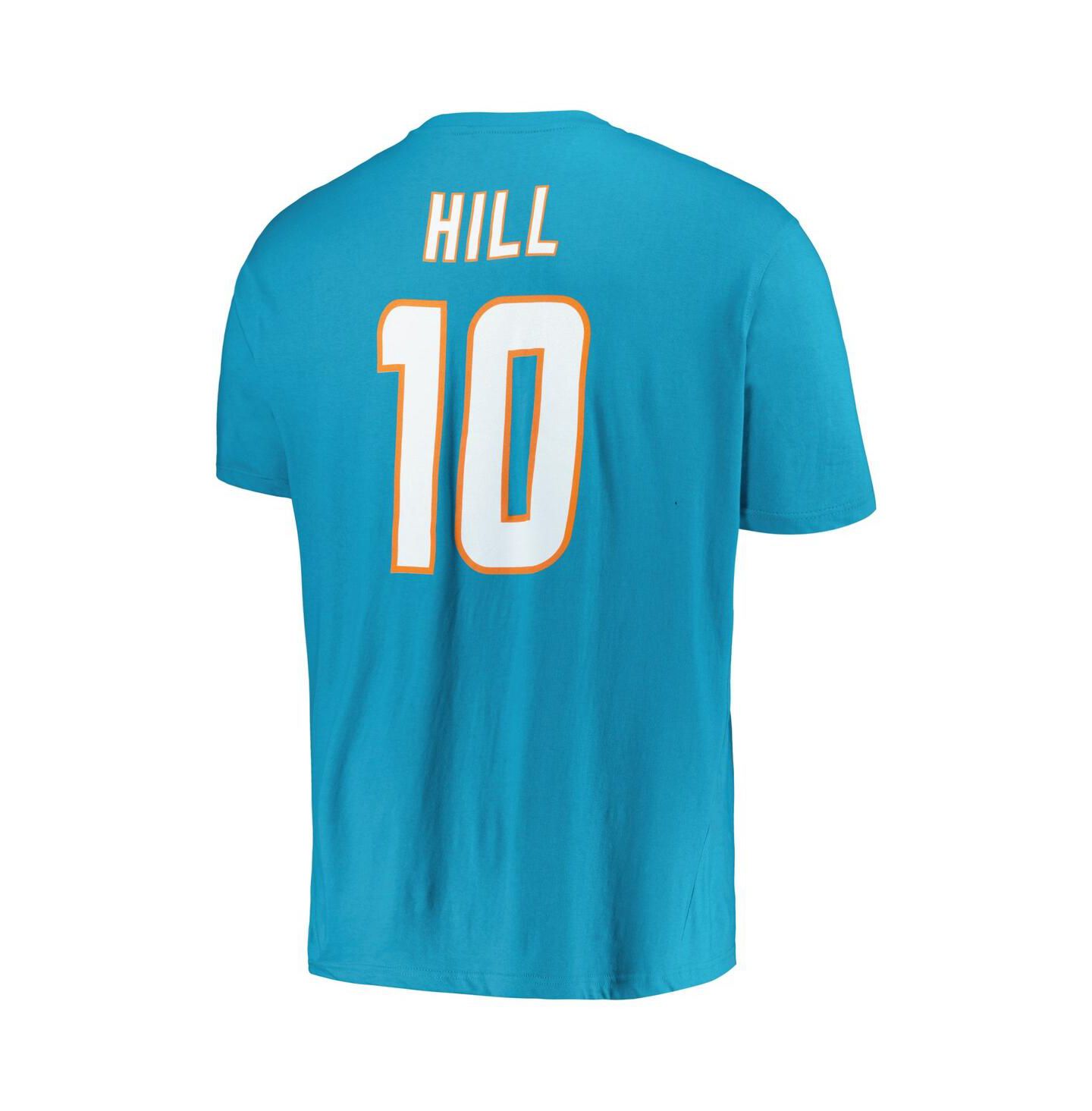 Мужская футболка Fanatics Tyreek Hill Aqua Miami Dolphins Big and Tall Player Name and Number — фото 2