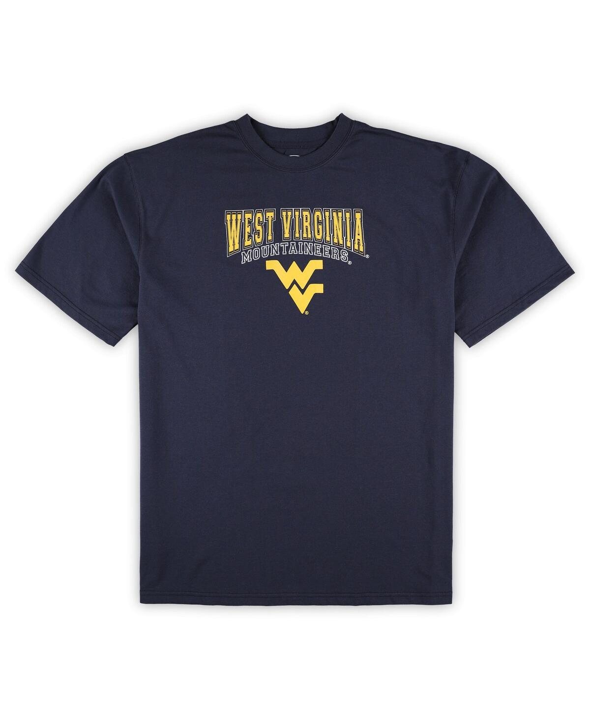 Shop Profile Men's  Navy Distressed West Virginia Mountaineers Big And Tall 2-pack T-shirt And Flannel Pan