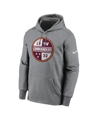 Men's Heathered Gray Washington Commanders Performance Pullover Hoodie