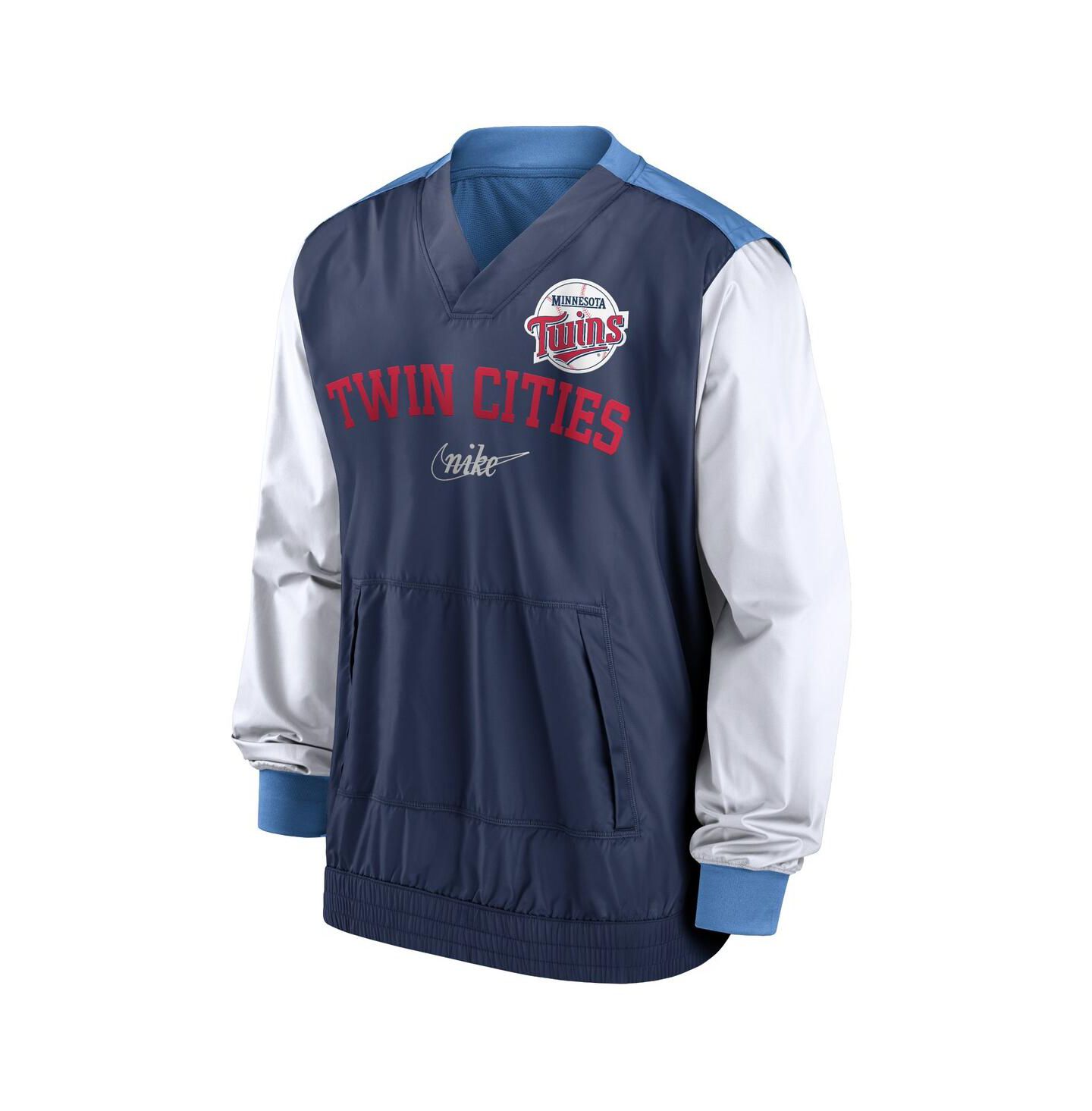 Мужские свитеры Nike White, Light Blue Minnesota Twins Rewind Warmup V-Neck Pullover Jacket — фото 2