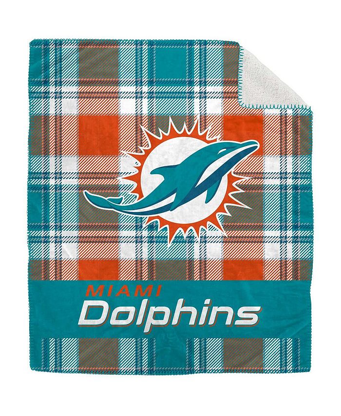 Miami Dolphins NFL Team Sherpa Plaid Throw 50x60 main image 1