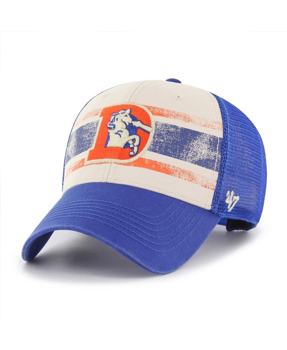 47 Brand Men's ' Cream Distressed Denver Broncos Breakout Mvp Trucker Adjustable Hat