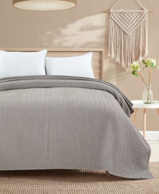 Herringbone Cotton Blanket, Full/Queen
