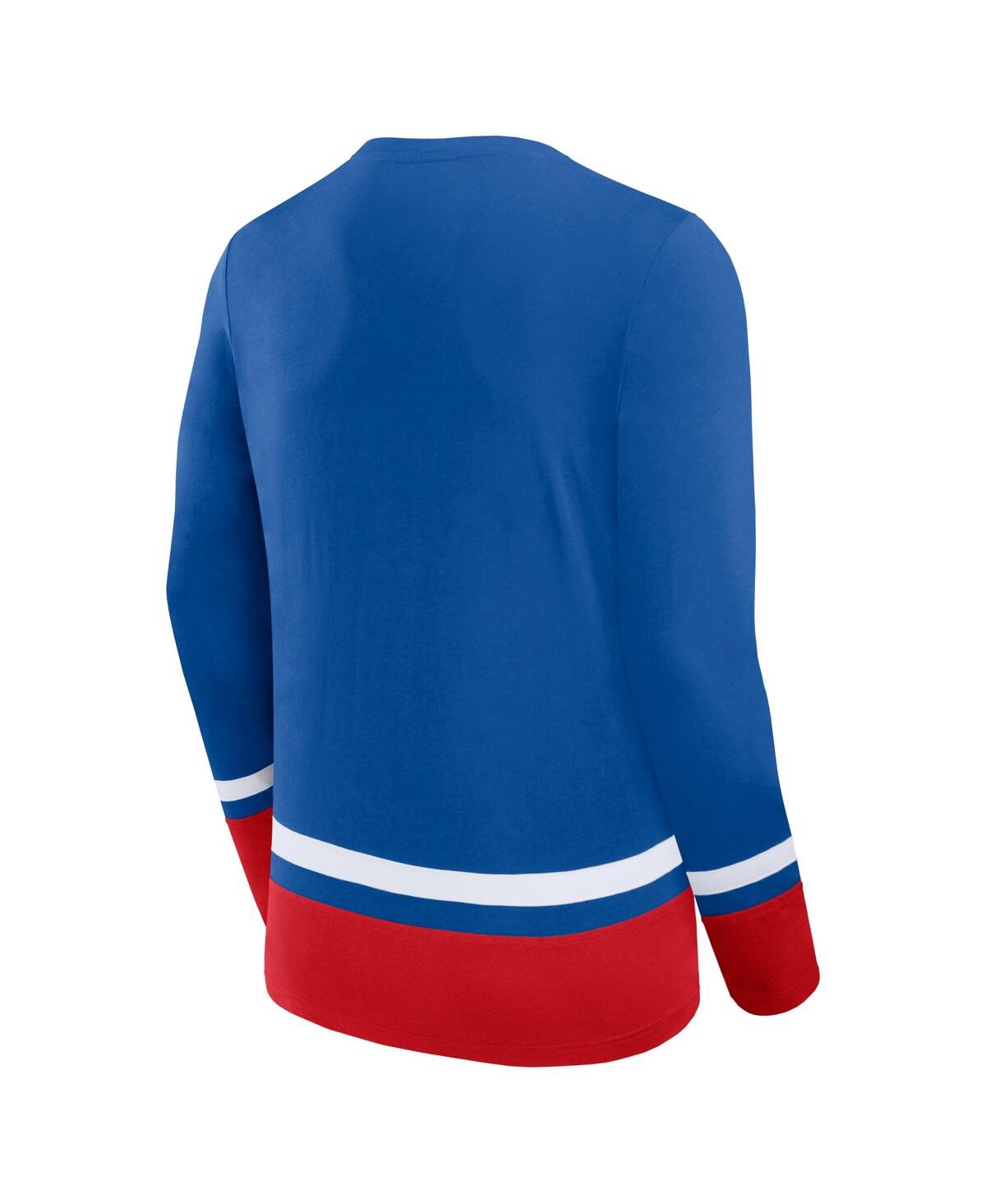 Fanatics Branded Blue New York Rangers Back Pass Lace-up Long Sleeve T-shirt In Blue