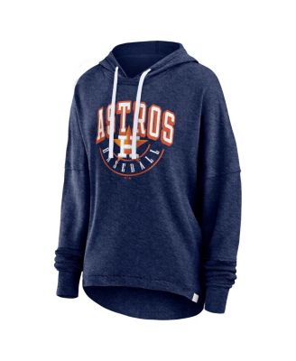 Women's Heather Navy Distressed Houston Astros Luxe Pullover Hoodie