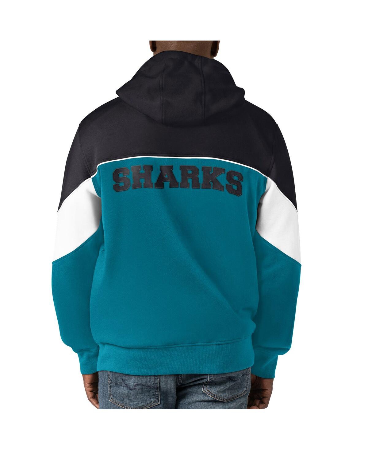 Starter Men's  Teal, Black San Jose Sharks Power Forward Full-zip Hoodie In Teal,black