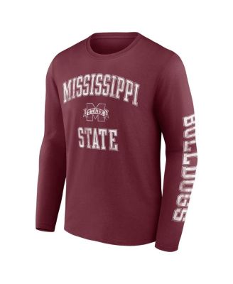 Men's Maroon Mississippi State Bulldogs Distressed Arch Over Logo Long Sleeve T-shirt