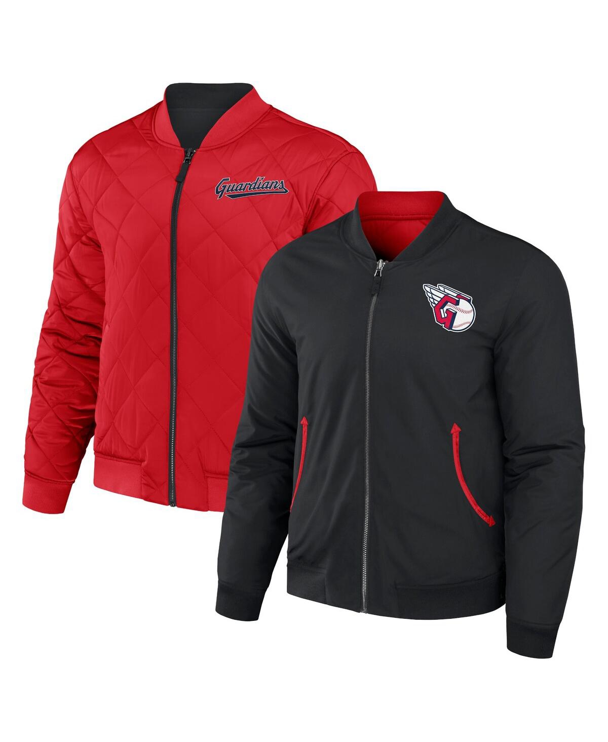 Fanatics Men's Darius Rucker Collection By  Black, Red Cleveland Guardians Reversible Full-zip Bomber In Black,red