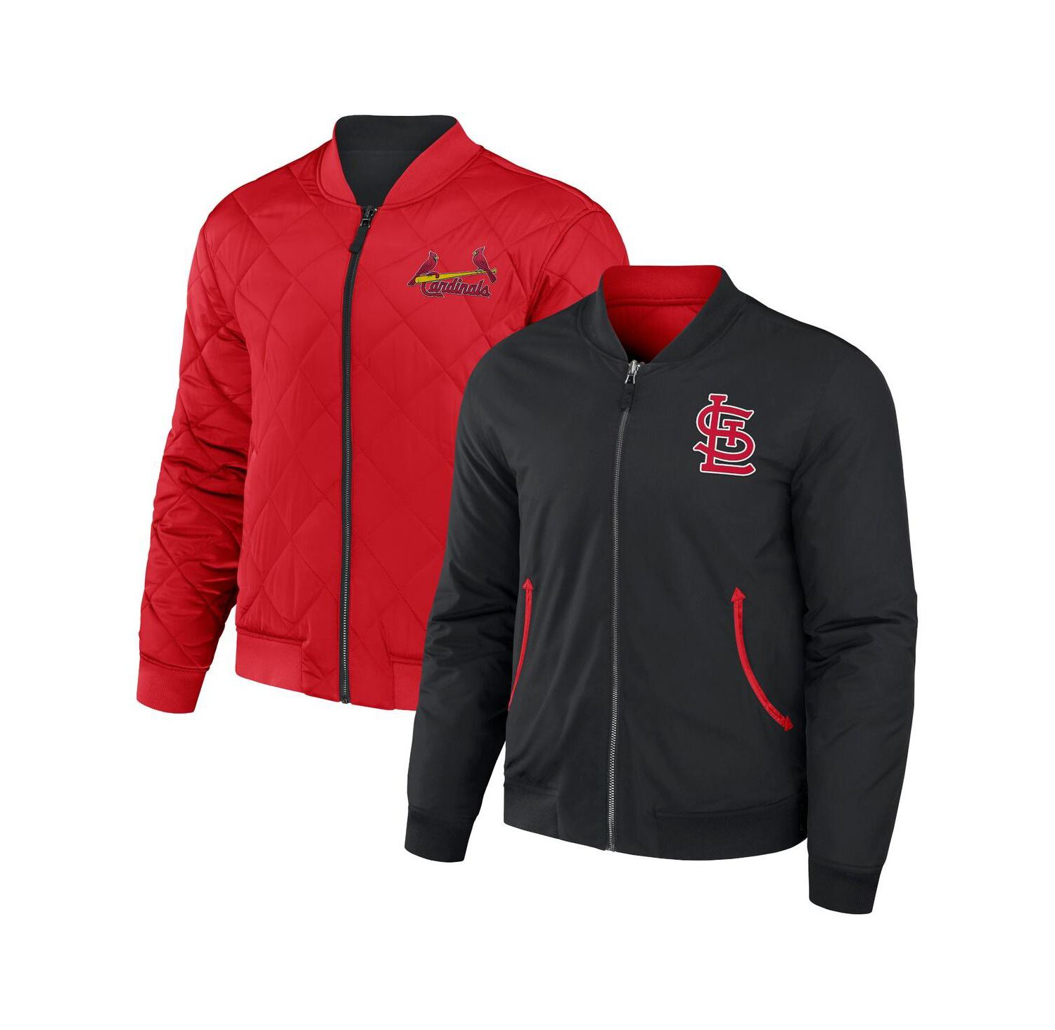 Men's Darius Rucker Collection by Black, Red St. Louis Cardinals Reversible Full-Zip Bomber Jacket