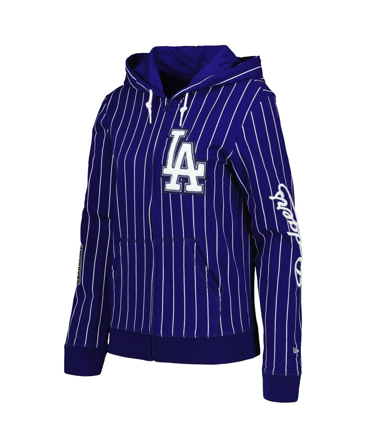 Shop New Era Women's  Royal Los Angeles Dodgers Pinstripe Tri-blend Full-zip Jacket