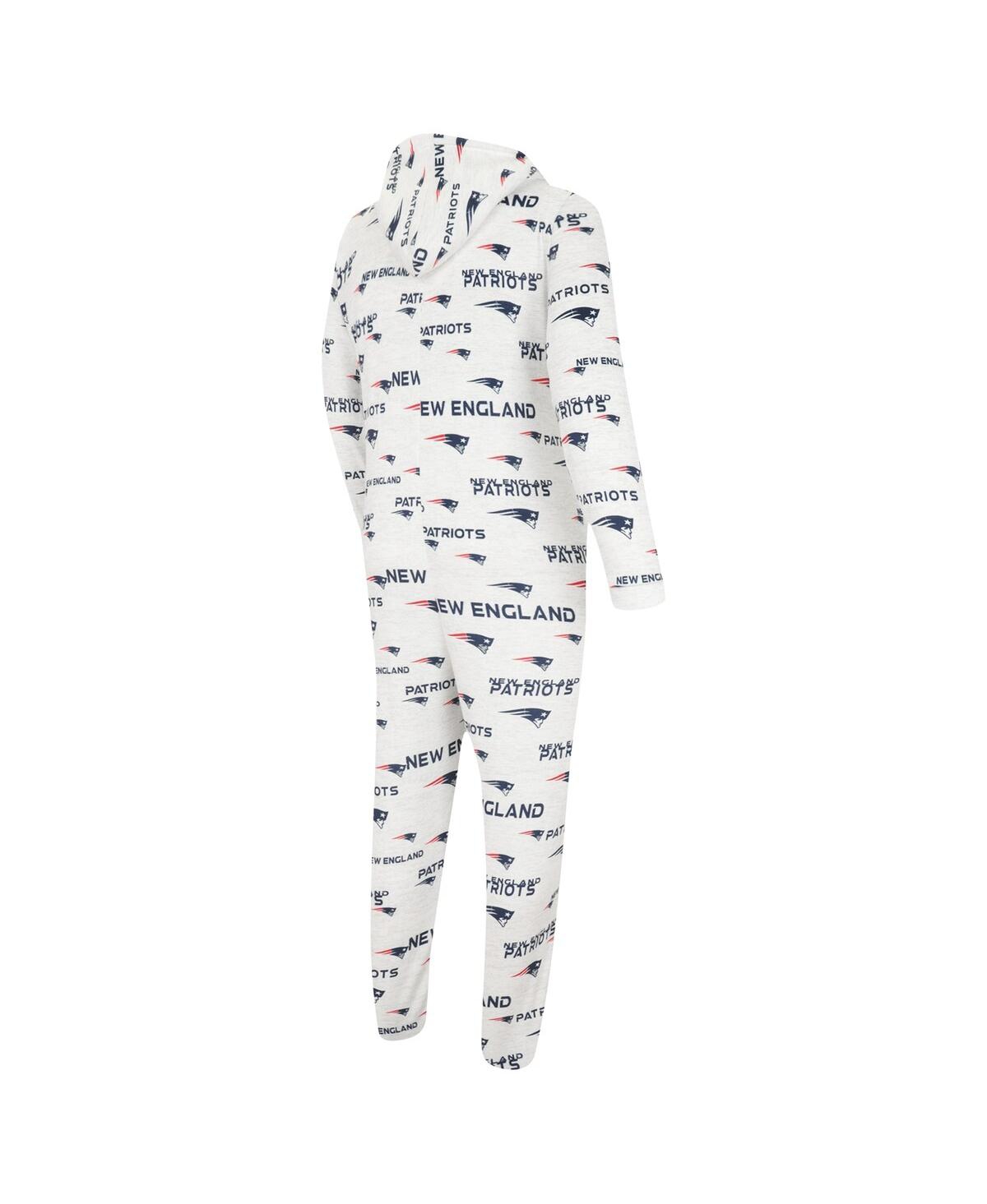Shop Concepts Sport Men's  White New England Patriots Allover Print Docket Union Full-zip Hooded Pajama Su