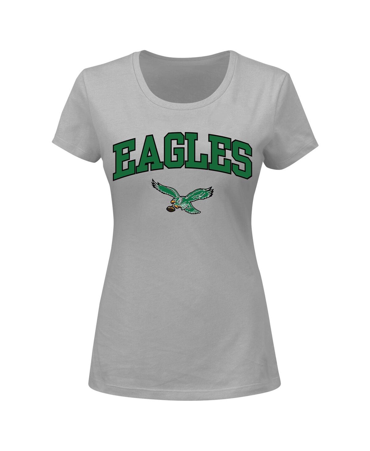 Shop Fanatics Women's  Gray Philadelphia Eagles Plus Size Arch Over Logo T-shirt