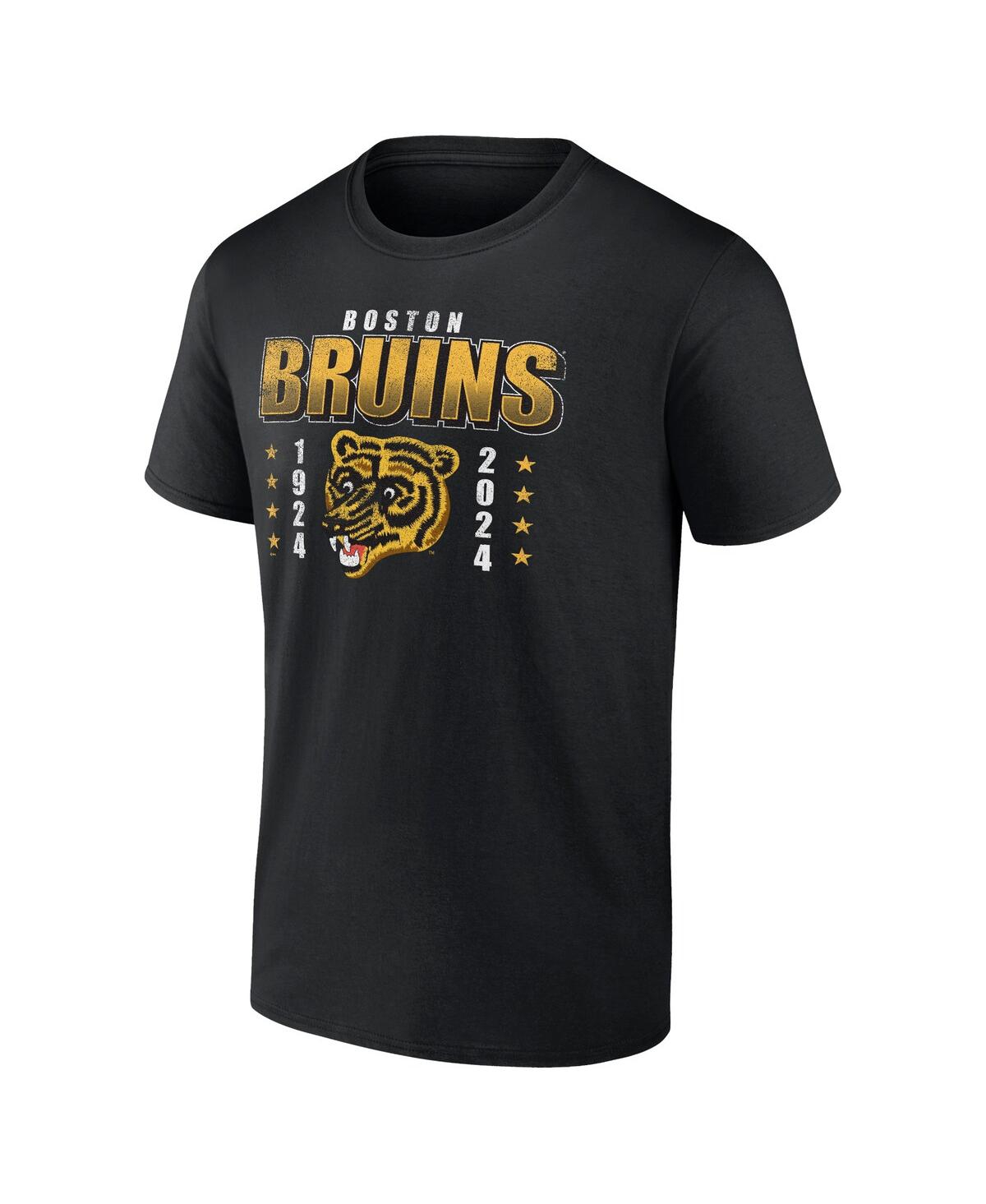 Shop Fanatics Men's  Black Distressed Boston Bruins Centennial T-shirt