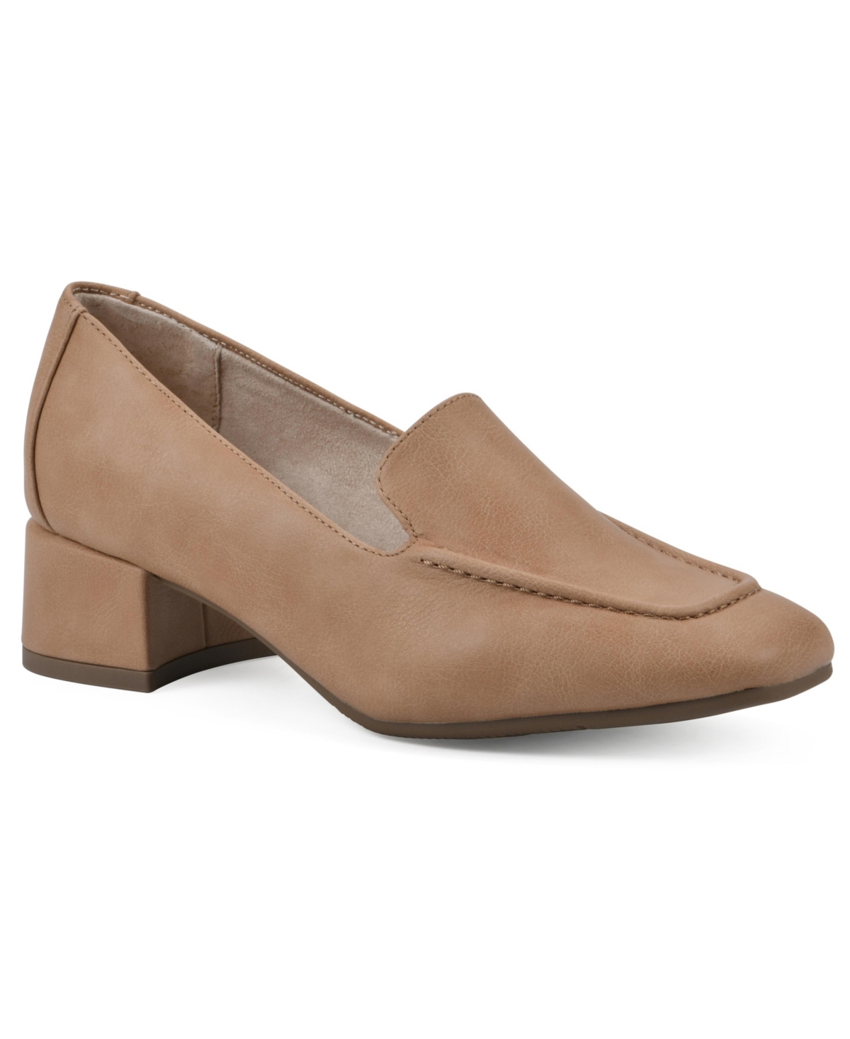 Shop Cliffs By White Mountain Quinta Dress Heeled Loafers In Natural Grainy- Polyurethane